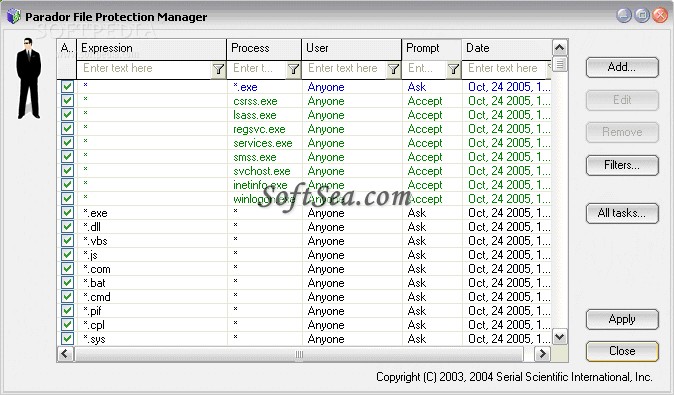 Parador File Protection Screenshot