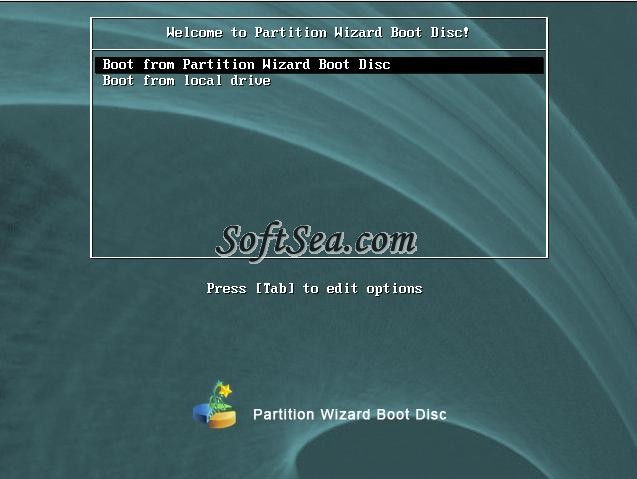 Partition Wizard Bootable CD Screenshot