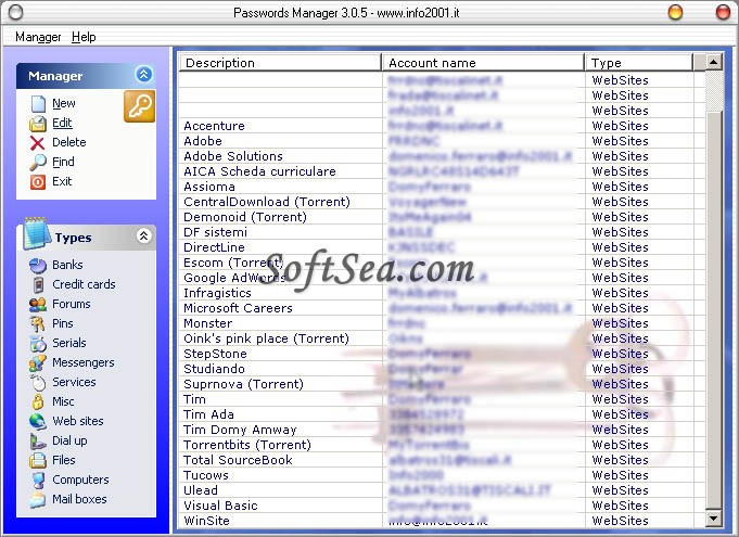 Passwords Manager Screenshot