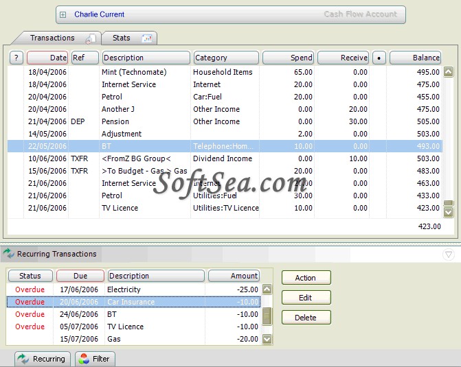 Personal Finance Organiser Screenshot