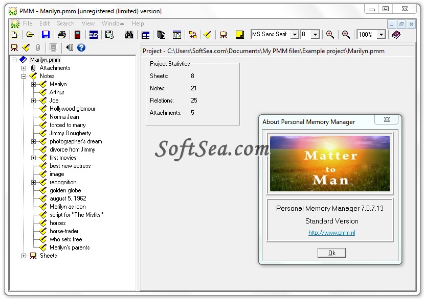 Personal Memory Manager Screenshot