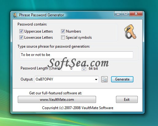 Phrase Password Generator Screenshot