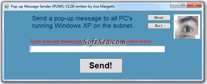 Pop-Up Message Sender Screenshot