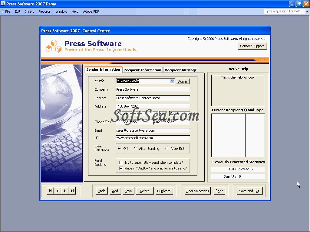 Press Software Screenshot