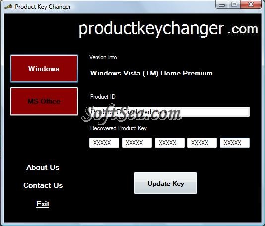 Product Key Changer Screenshot
