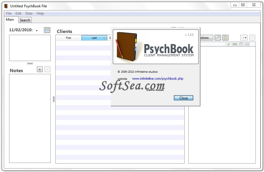 PsychBook Client Management System Screenshot