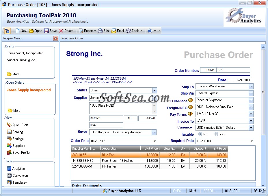 Purchasing ToolPak Screenshot