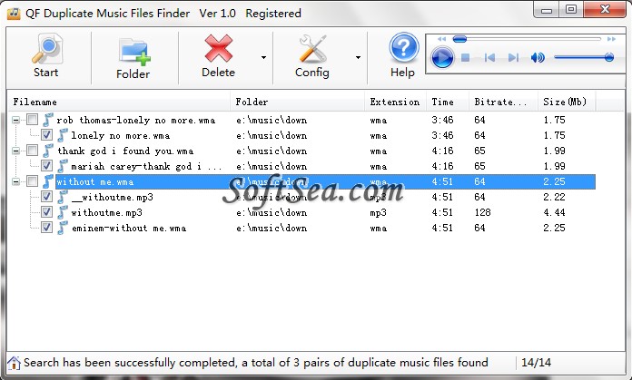 QF Duplicate Music Files Finder Screenshot