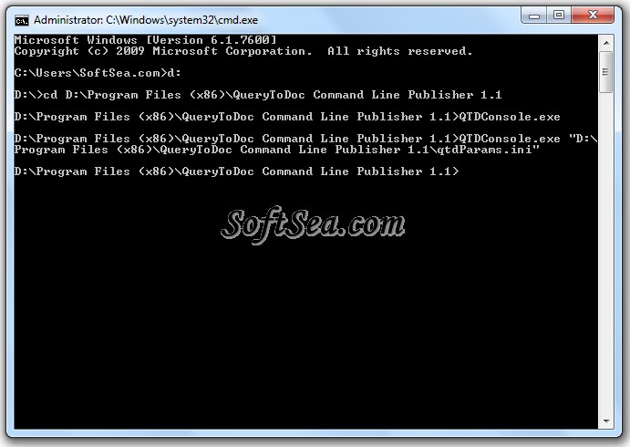 QueryToDoc Command Line Publisher Screenshot