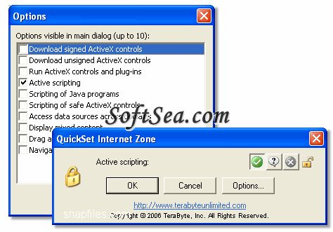 QuickSet Internet Zone Screenshot