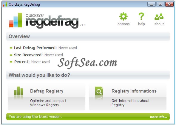 Quicksys RegDefrag Screenshot