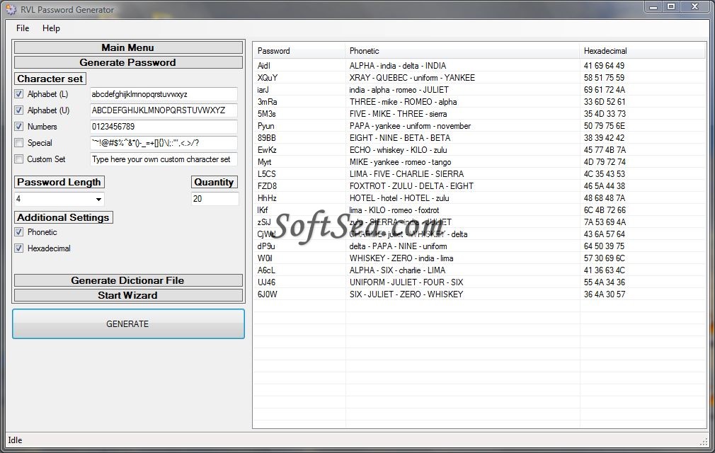 RVL Password Generator Screenshot