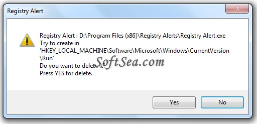 Registry Alert Screenshot