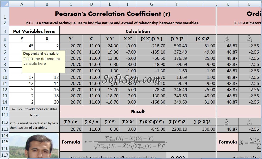 Regression Analysis Calculator Screenshot