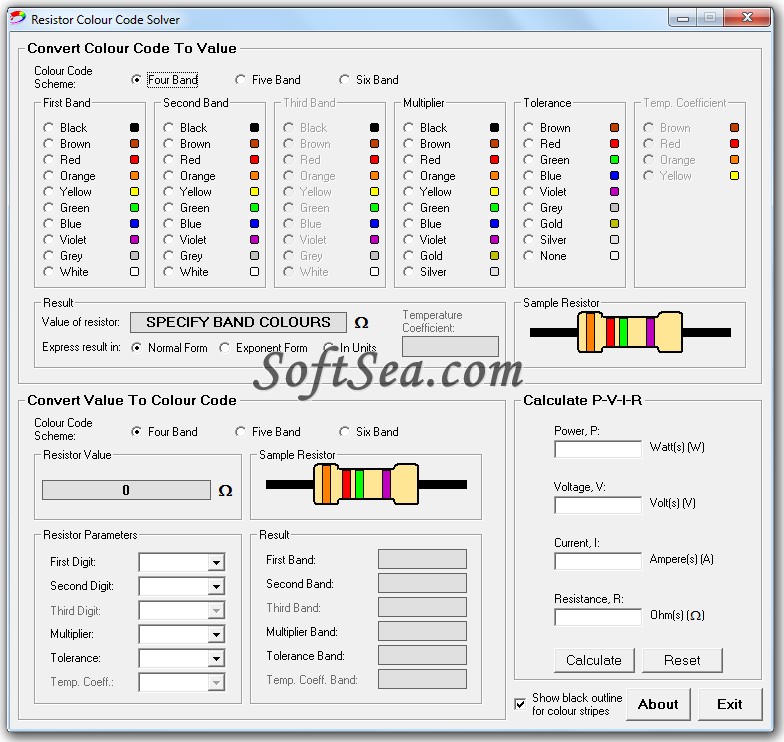 Resistor Colour Code Solver Screenshot