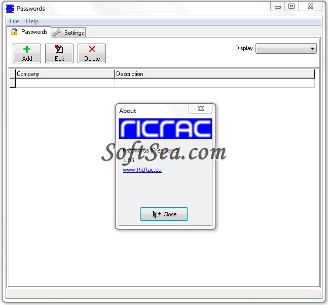 RicRac Passwords Screenshot