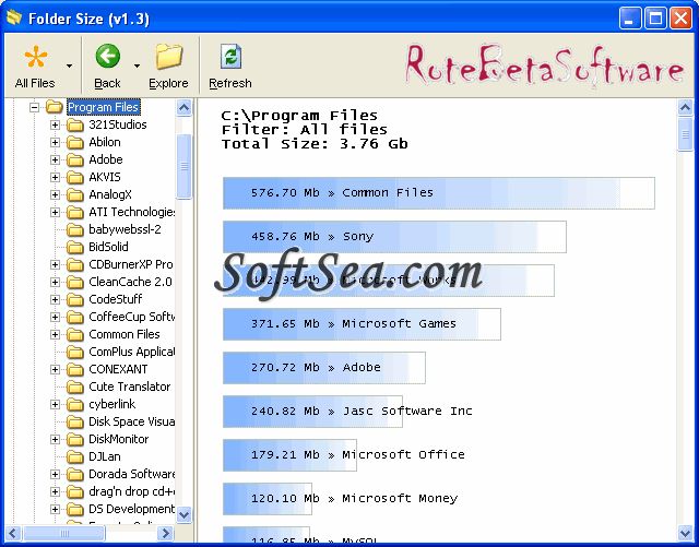RoteBetaSoftware Folder Size Screenshot