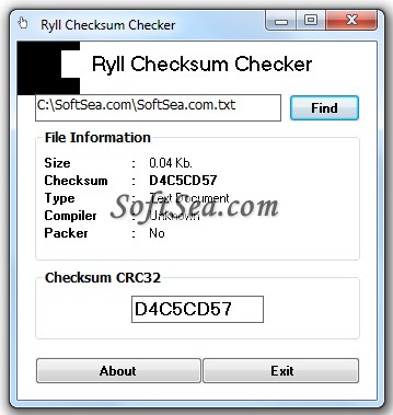 Ryll Checksum Checker Screenshot
