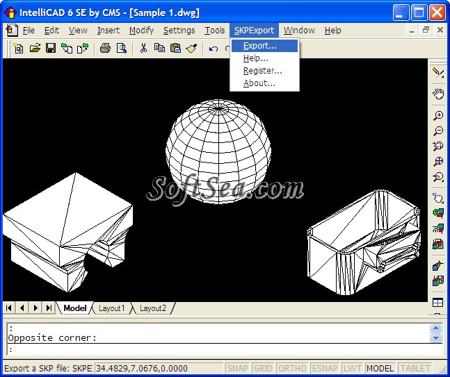 SKP Export for IntelliCAD Screenshot