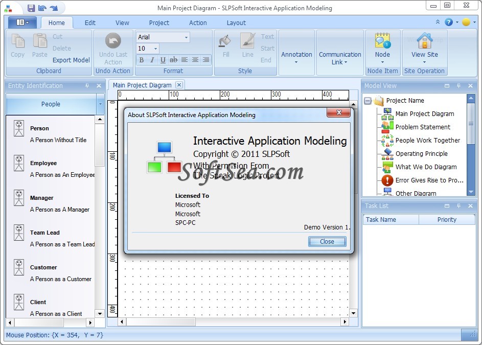 SLPSoft Interactive Application Modeling Screenshot