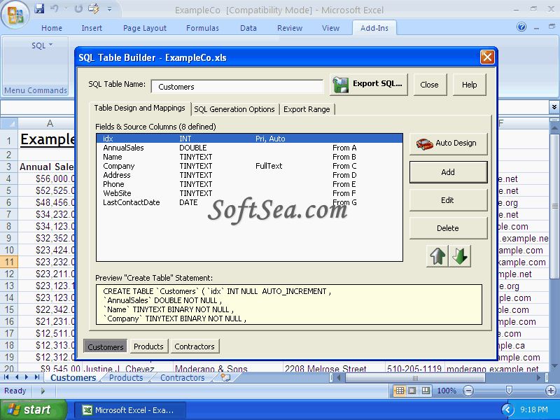 SQL Converter for Excel Screenshot