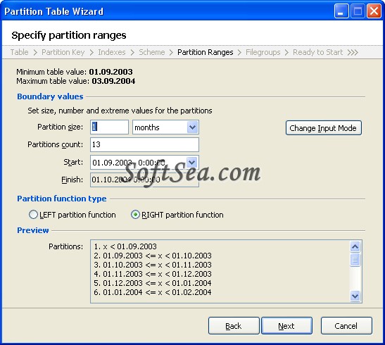 SQL Partition Manager Screenshot
