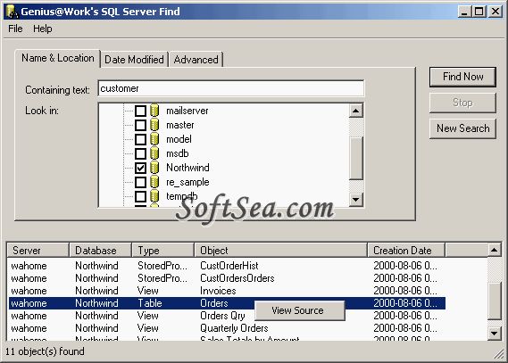 SQL Server Find Screenshot