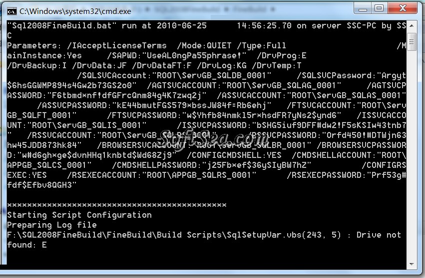 SQL Server FineBuild Screenshot
