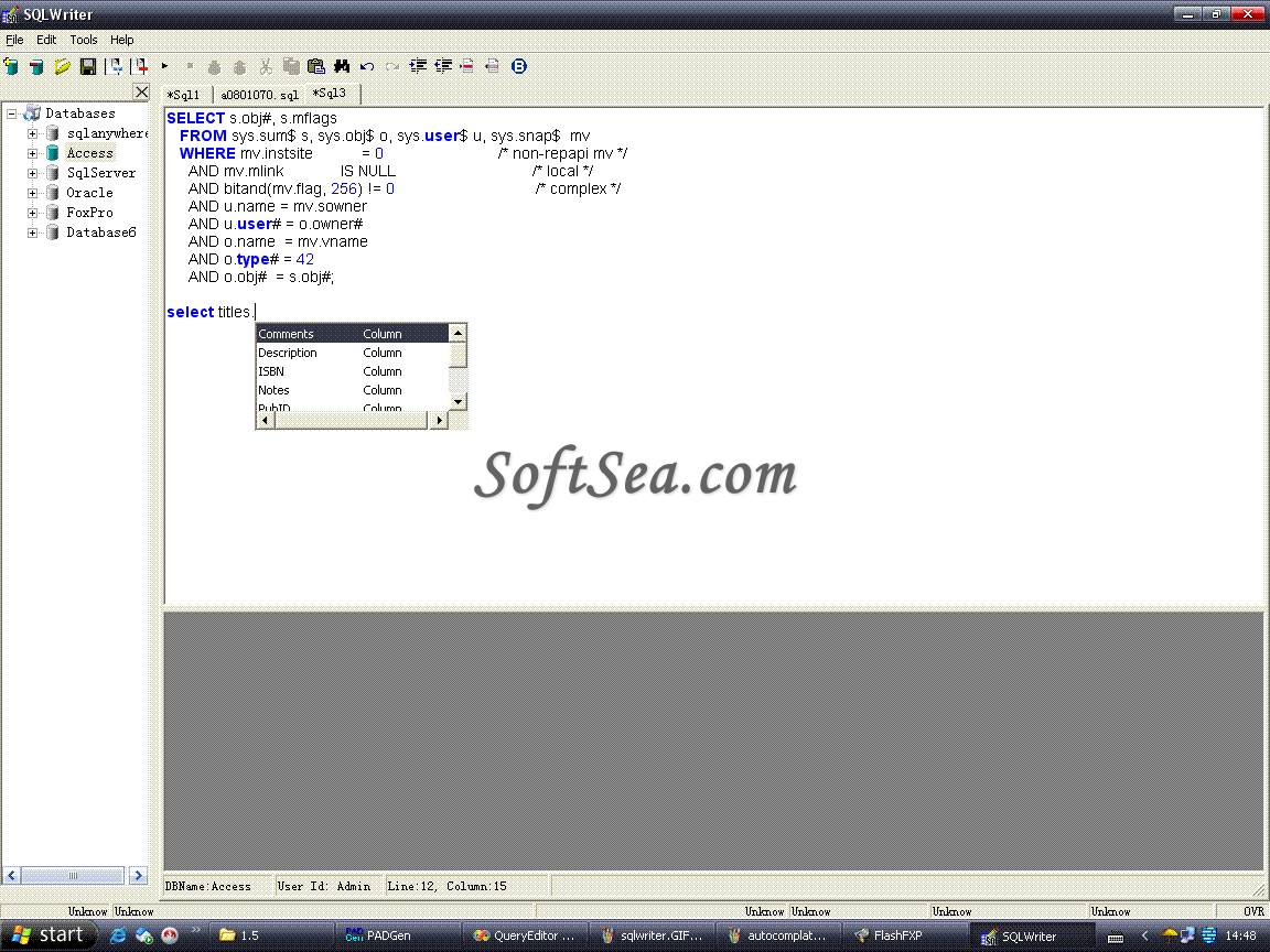 SQLWriter Screenshot