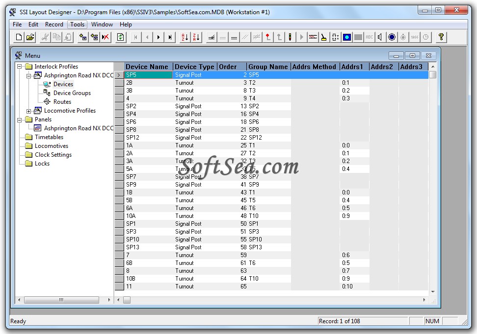 SSI Model Railway Control System Screenshot