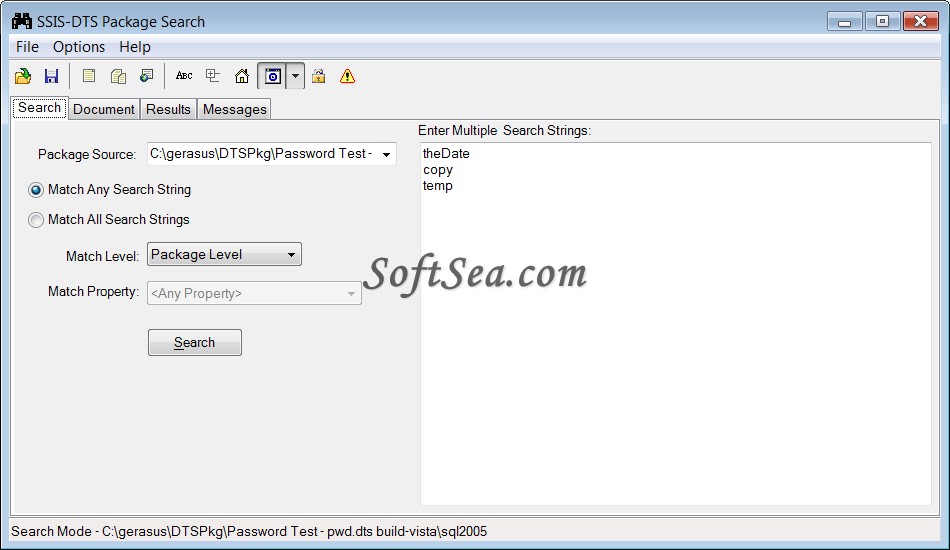 SSIS-DTS Package Search Screenshot