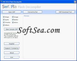 SWF2FLA Flash Decompiler Screenshot