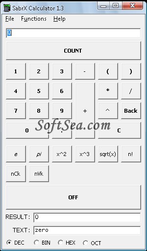 SabrX Calculator Screenshot