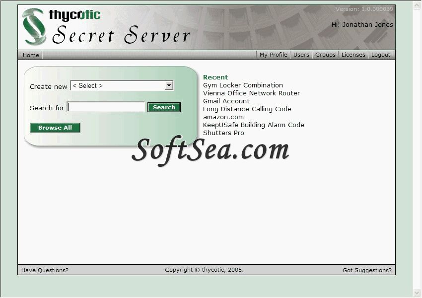 Secret Server Screenshot