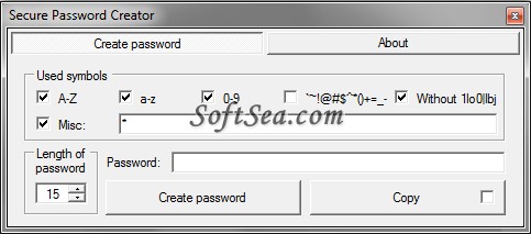 Secure Password Creator Screenshot