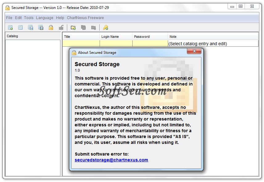Secured Storage Screenshot