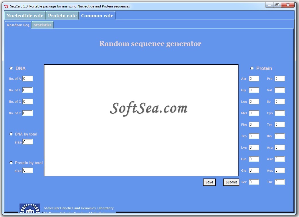 SeqCalc Screenshot