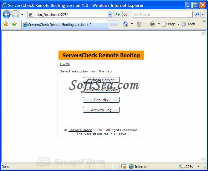ServersCheck Remote Booting Screenshot