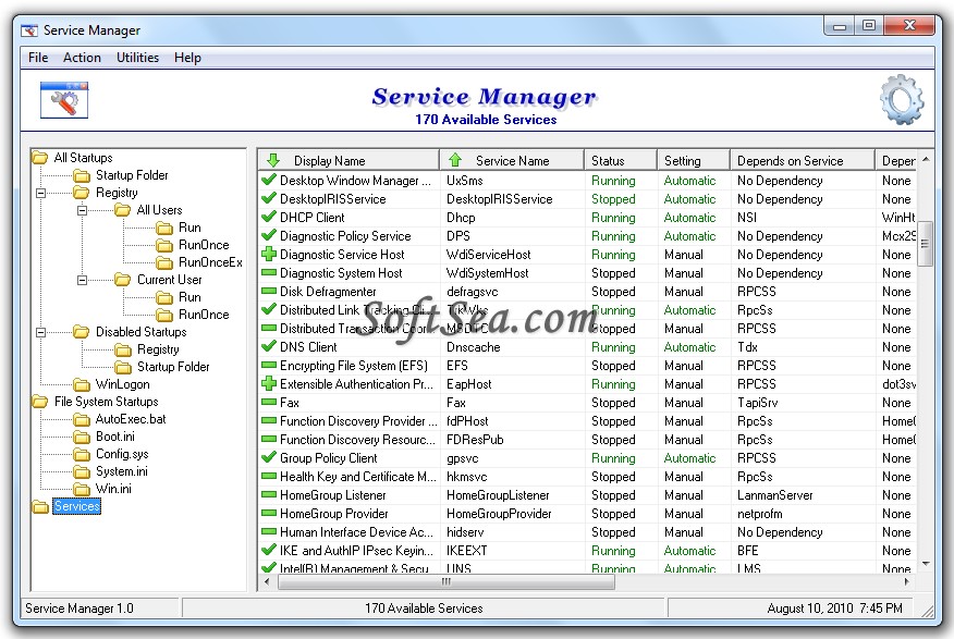 Service Manager Screenshot