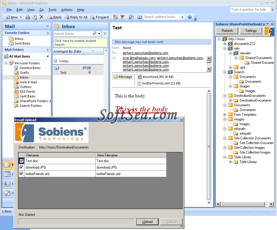 SharePoint Outlook Connector Screenshot