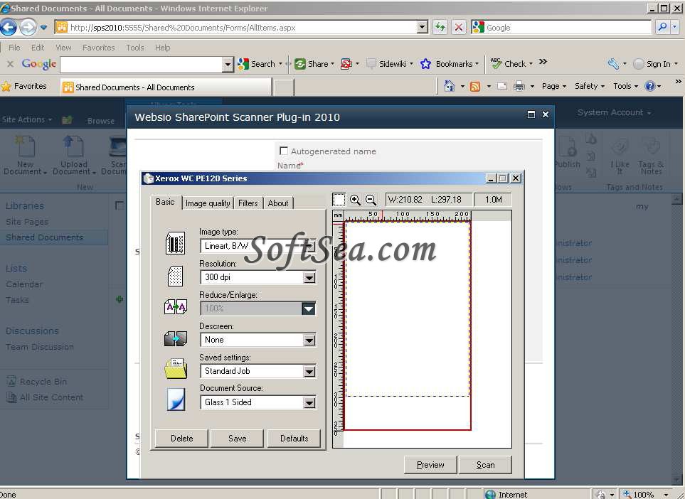SharePoint Scanner Plug-in Professional Screenshot