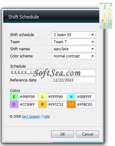 Shift Schedule Screenshot