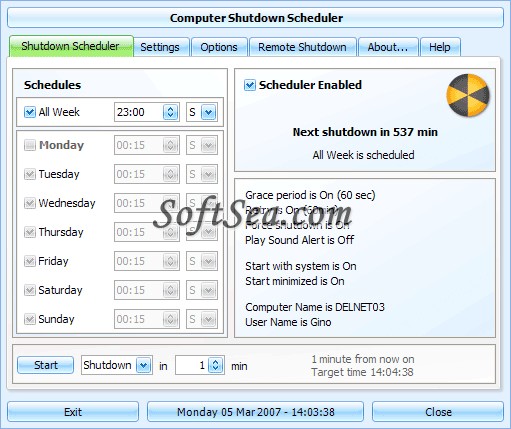 Shutdown Scheduler and Shared Notes Screenshot