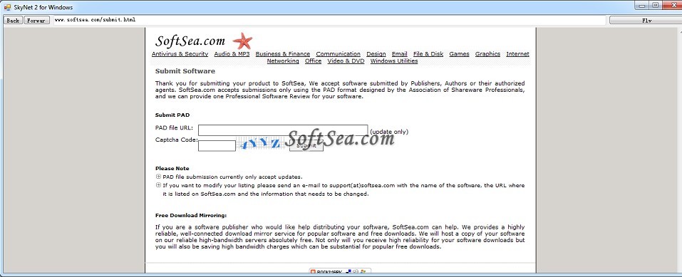 SkyNet Browser Screenshot