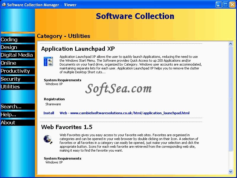 Software Collection Manager Screenshot