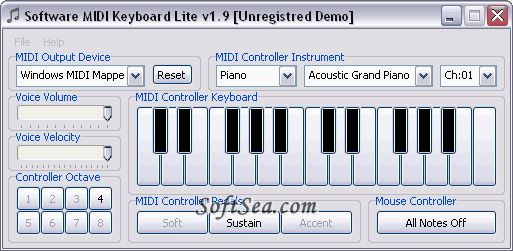 Software MIDI Keyboard Lite Screenshot