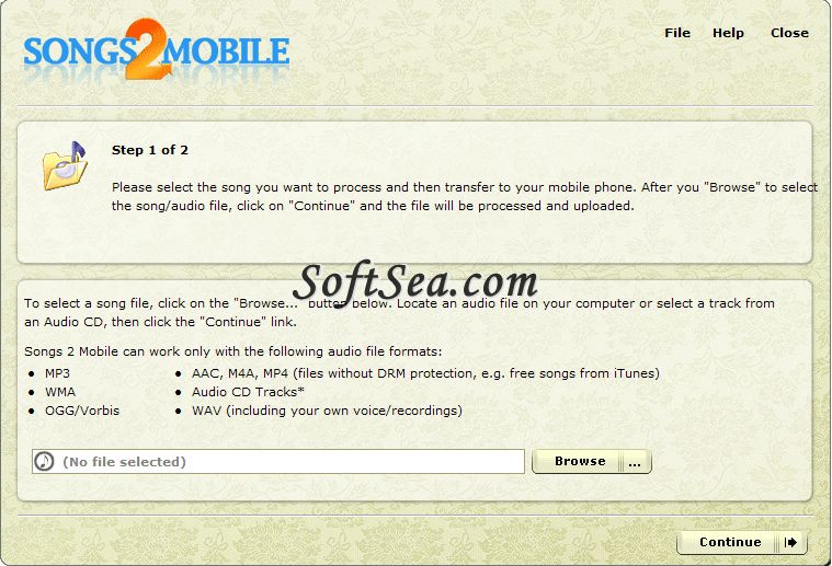 Songs2Mobile Screenshot