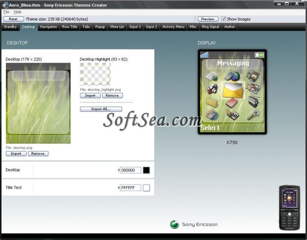 Sony Ericsson Themes Creator Screenshot