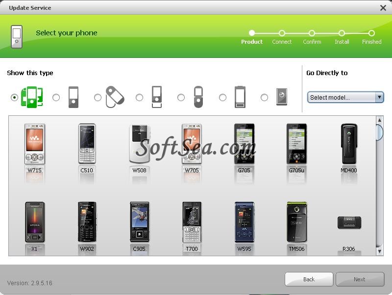 Sony Ericsson Update Service Screenshot