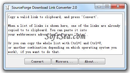 SourceForge Download Link Converter Screenshot